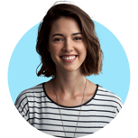 Smiling Female Stripe Top Blue