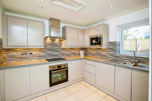 Kitchen of three-bedroom detached property in Chester with an orangery and garden room